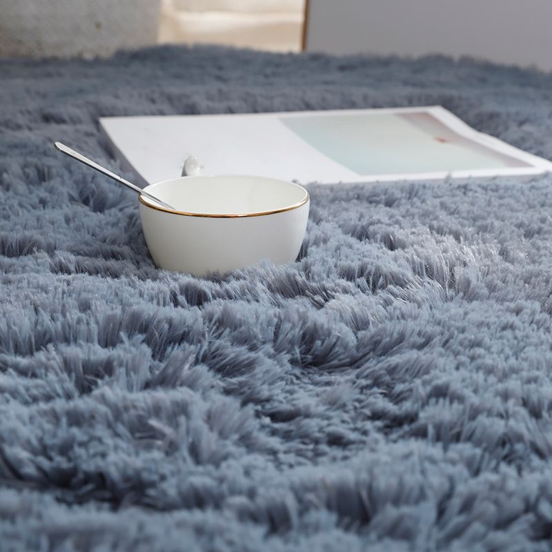 Round Dark Color Solid Rug Polyester eigentijdse anti-slip achterste binnenvleed tapijt voor woonkamer