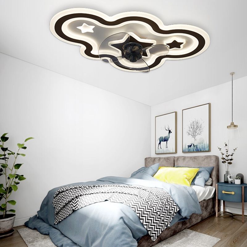 Cloud and Star semifulco leggero moderno moderno lampada da ventola a soffitto a led camera da letto