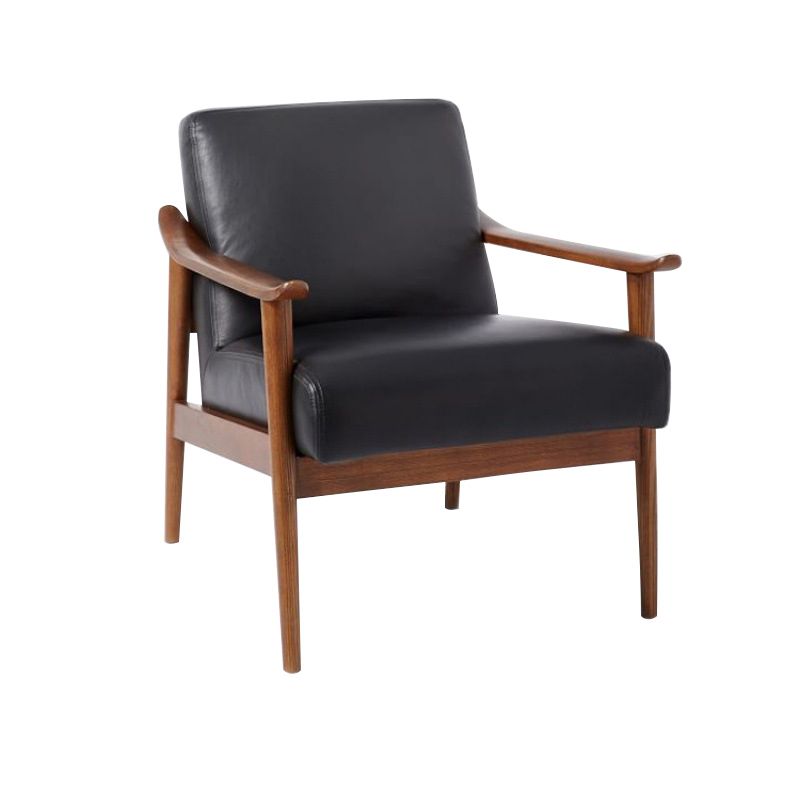 Nordic Arms Included Basic Four Leg Square Cushion Back Arms Armchair