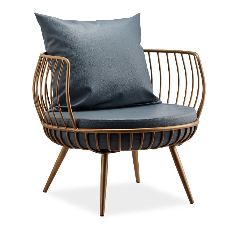 Scandinavian Golden Frame Sofa with Pillow Back Cushion for Living Room