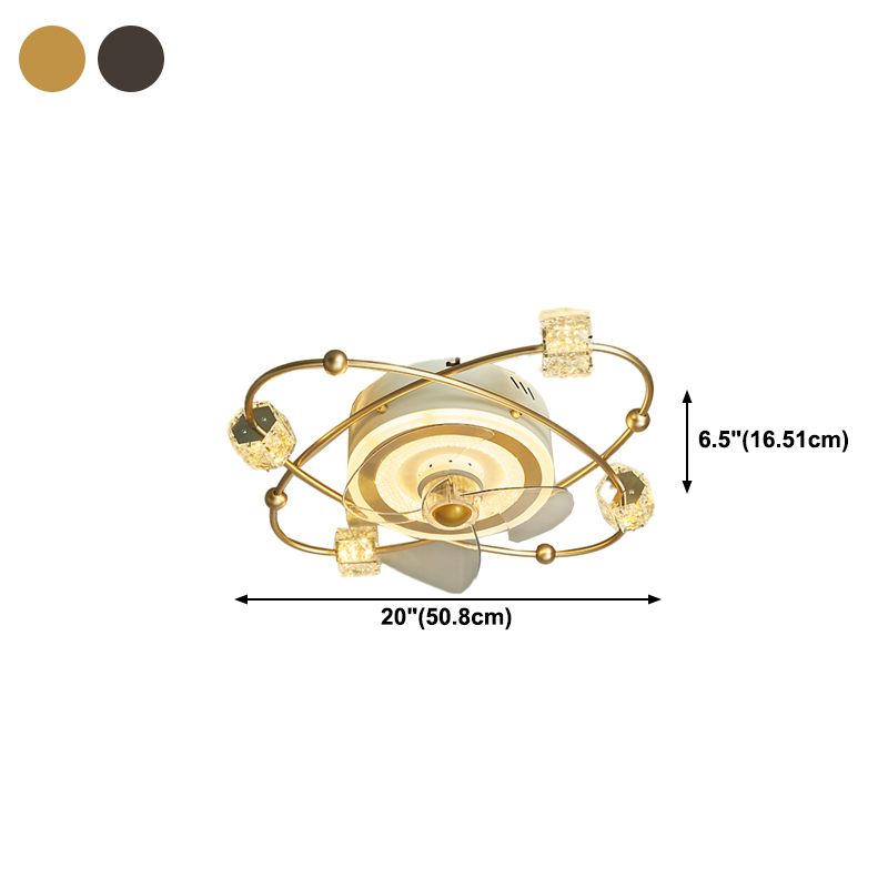 Nordic Style Iron Ceiling Fan Lamp Stepless Adjustment LED Ceiling Fan Light for Bedroom