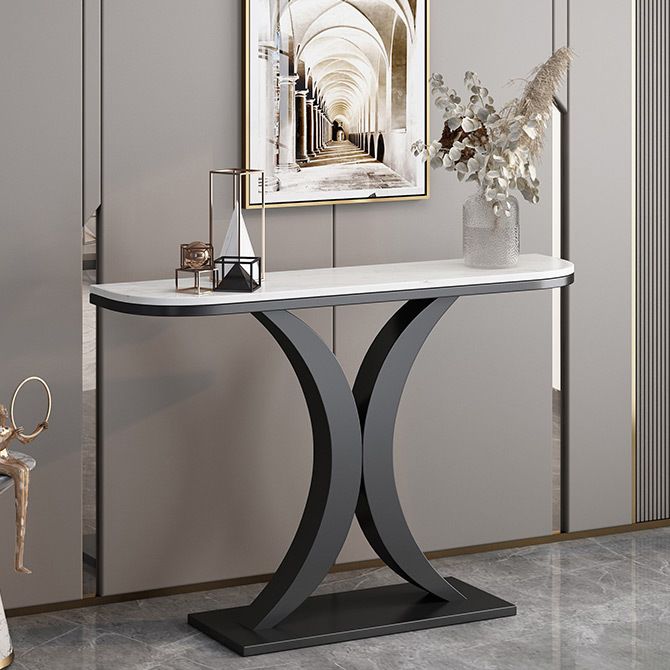 Contemporary Console Accent Table Antique Finish Console Table in Marble