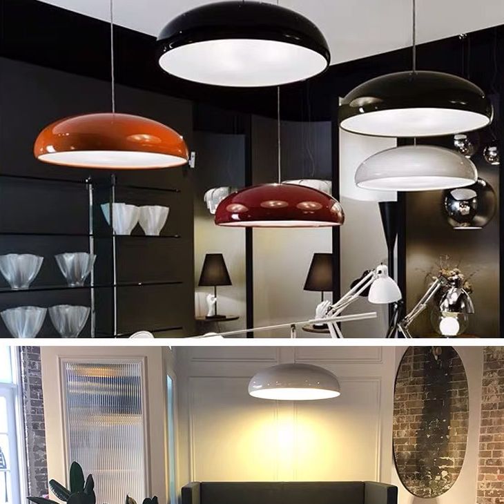 Nordic Macaroon Style Dome Shade Hanging Light Polished Aluminum Lighting Fixture for Dining Room