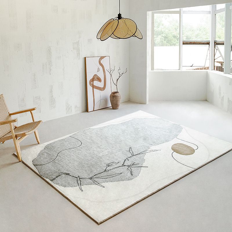 Modern Contrast Panel Rug Washable Polyester Carpet with Non-Slip Backing Indoor Rug
