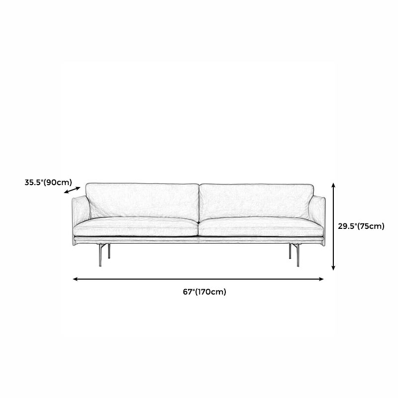 29" High Modern Faux Leather Tuxedo Arm Standard Sofa with Cushions for Living Room