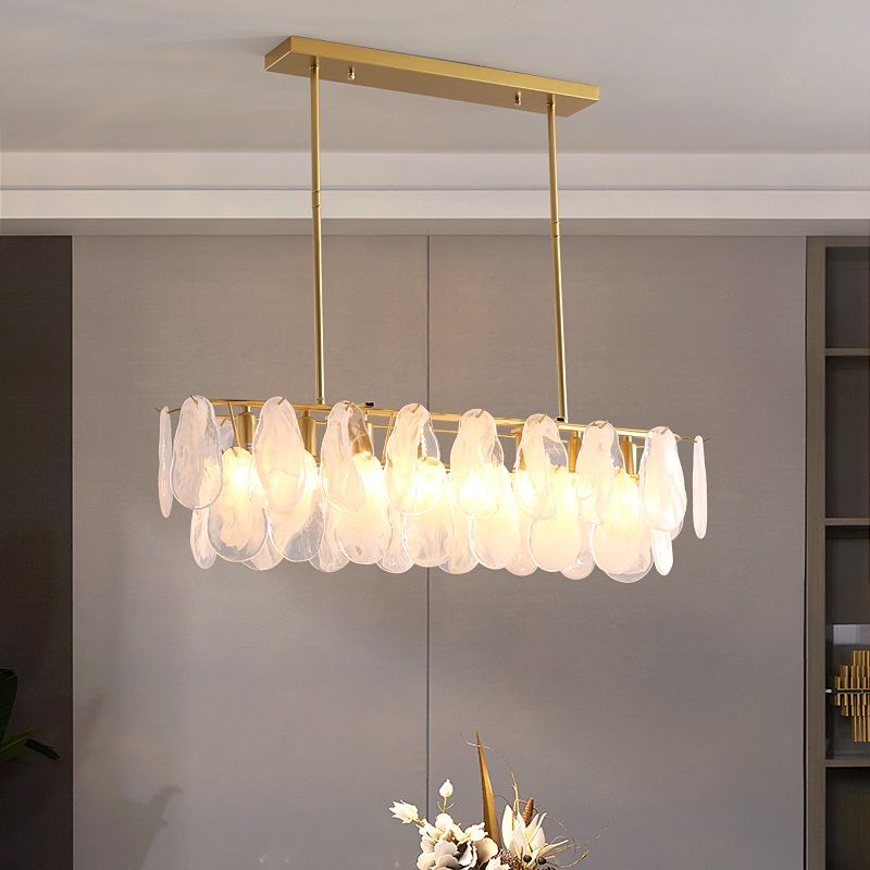 Contemporary Style Rectangle Island Lighting Ideas Glass 8 Light Island Lights