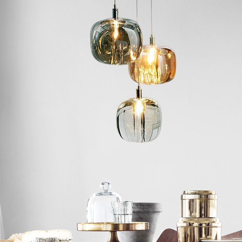 Glass Block Ceiling Pendant Light 1 Light Creative Hanging Light for Living Room Bar