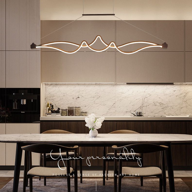 Coffee Twisting Hanging Light Fixture Contemporary LED Acrylic Ceiling Pendant Light