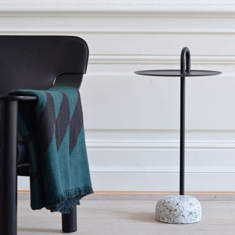 Mid-Century Side Table Metal Pedestal Tray Top End Table for Living Room