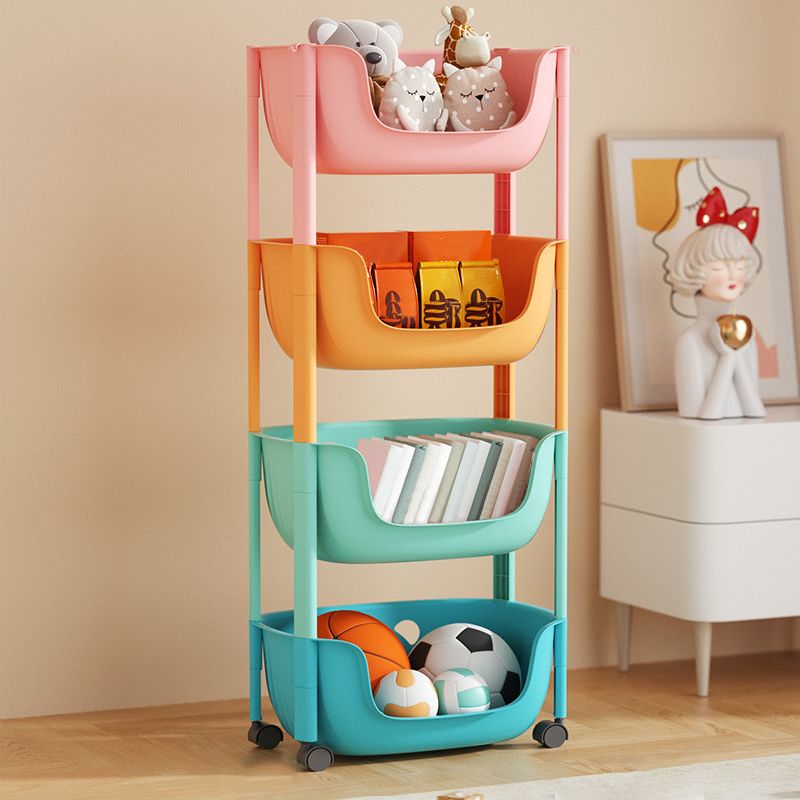 Contemporary Plastic Bookcase Standard Open Back Bookshelf with Shelves