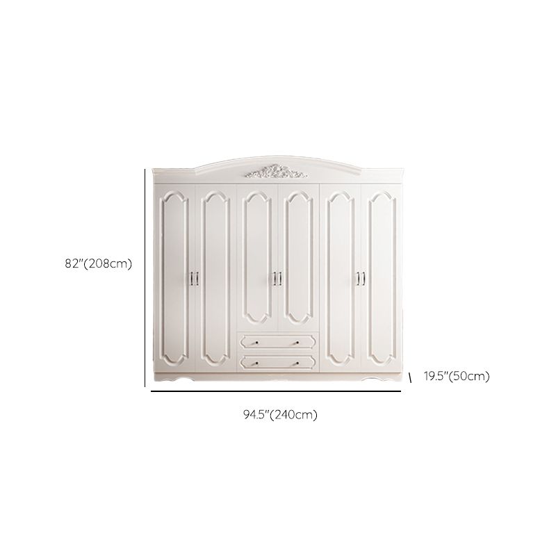 Engineered Wood Wardrobe Closet with Garment Rod White Wardrobe Cabinet