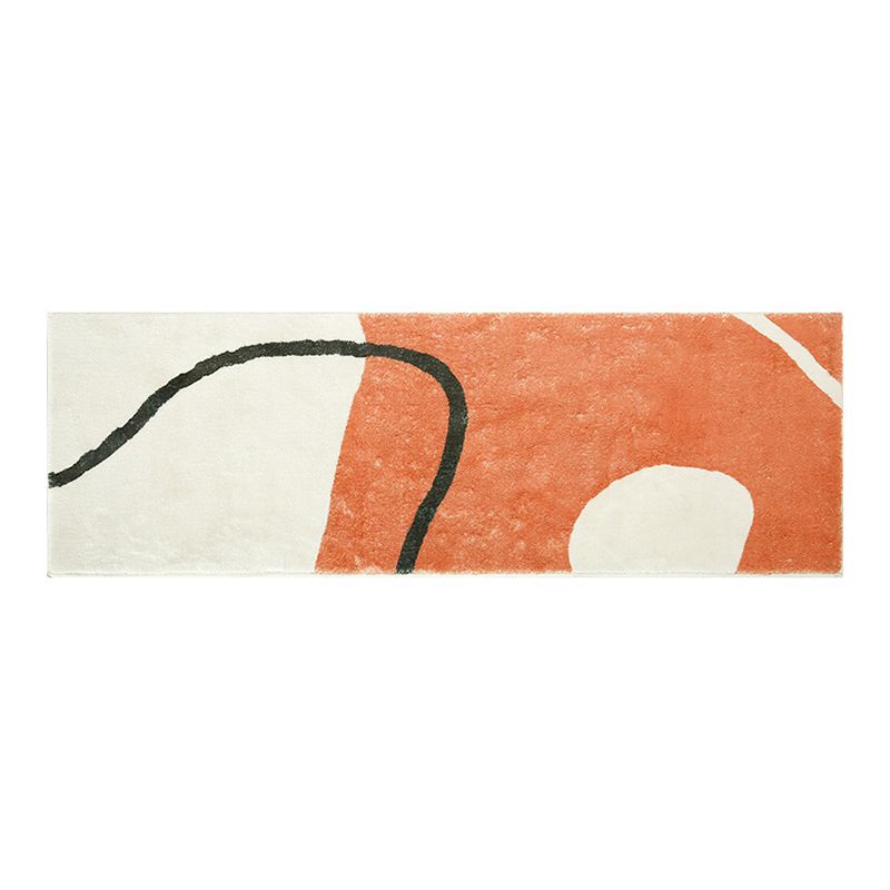 Orange Kids Rug Polyester Color Block Area Rug Non-Slip Backing Rug for Drawing Room