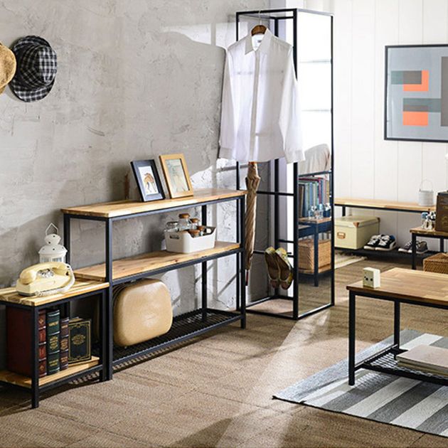 Mid-Century Modern Console Accent Table Antique Finish Console Sofa Table in Wood