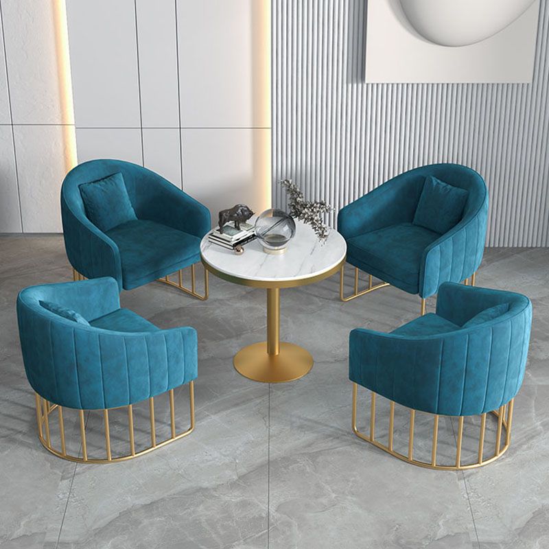 Glam Metal Dining Room Chair Velvet Armless Dining Chairs for Home Use