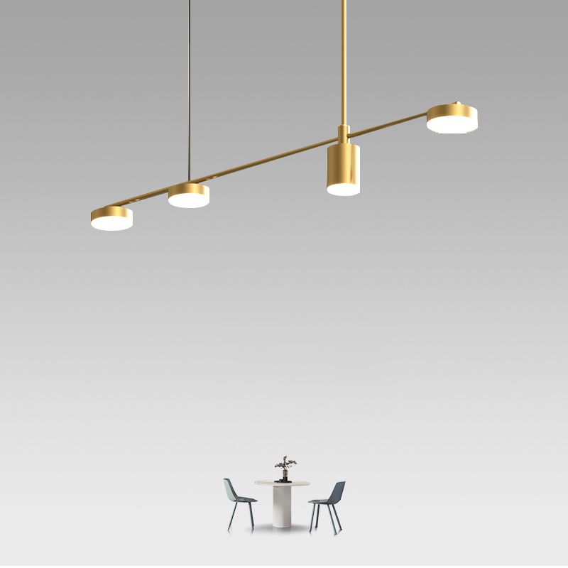 Cylinder Island Lights Modern Metal 4 Light Island Lighting in Gold