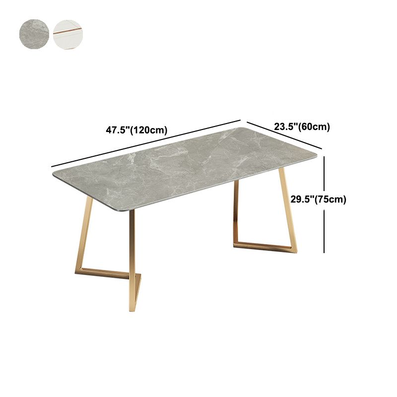 Modern White with Marble Counter Table Rectangle Dining Table for Kitchen