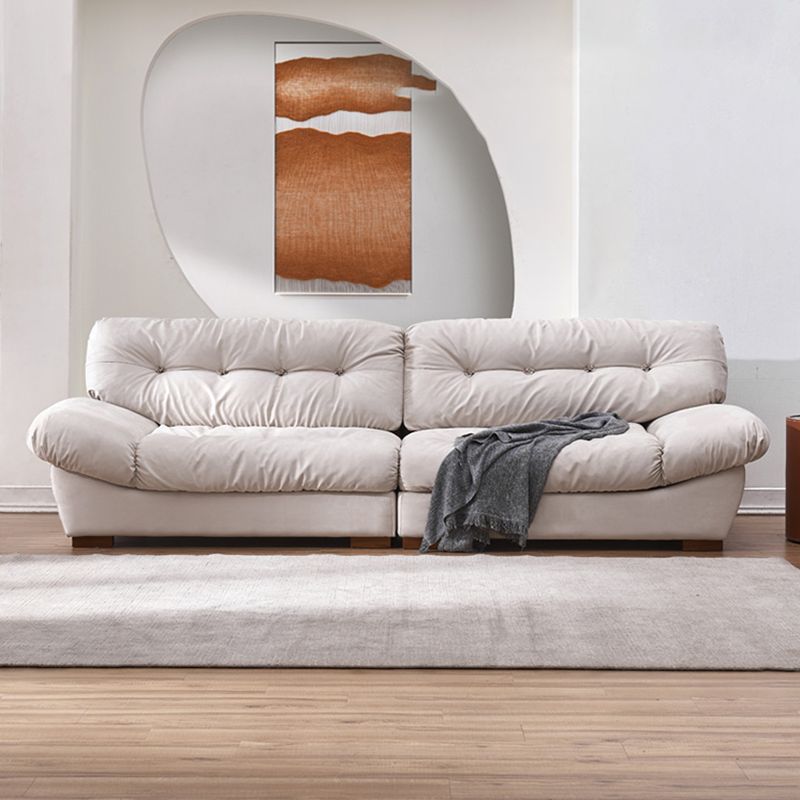 Modern White Cushions Armless Living Room Faux Leather Seating