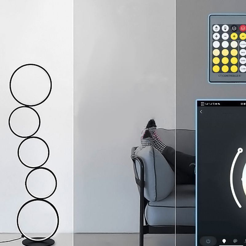 5 Light Circles Floor Lamp Contemporary Metal Standard Lamps for Living Room