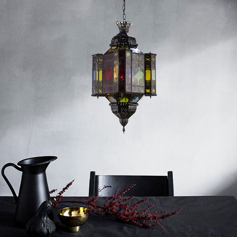 Black 8-Light Pendant Lighting Arab Style Metal Castle Chandelier Ceiling Lamp for Living Room