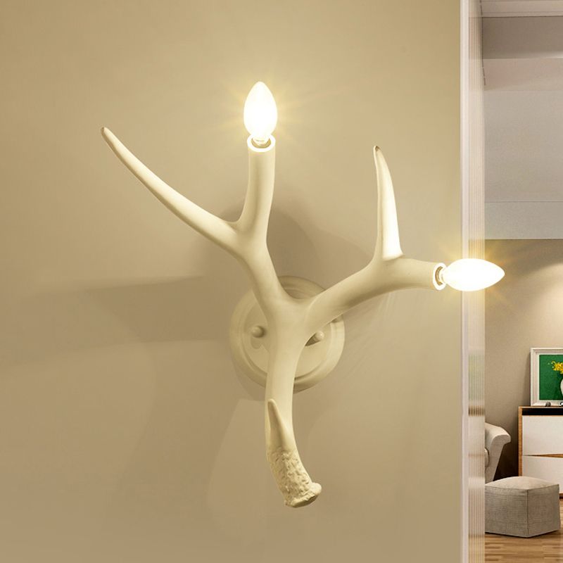 Hars Antler -vormige wand SCONCE Hedendaagse stijl 2 Lichten witte wandverlichting voor restaurant