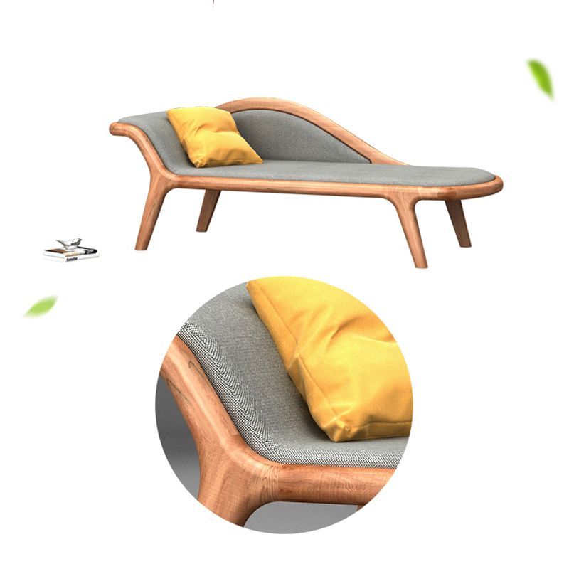 Traditional Wooden One Arm Chaise Flared Arms for Bedroom Living Room