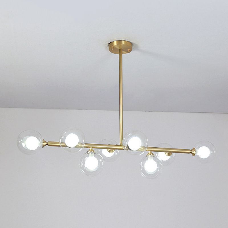 8-Lights Linear Hanging Ceiling Light Modern Glass Hanging Lamp Kit