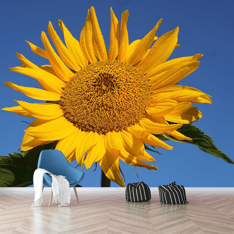 Yellow Sunflower Moisture Resistant Wall Decor for Living Room, Made to Measure