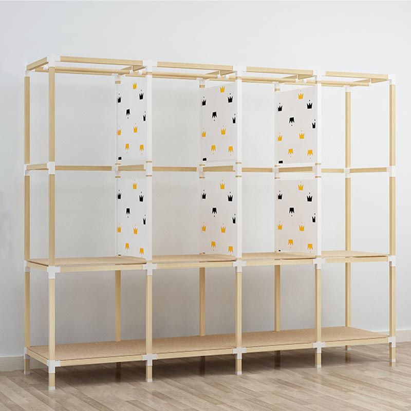 Contemporary Style Wardrobe Solid Wood 1-Door Wardrobe Closet for Home