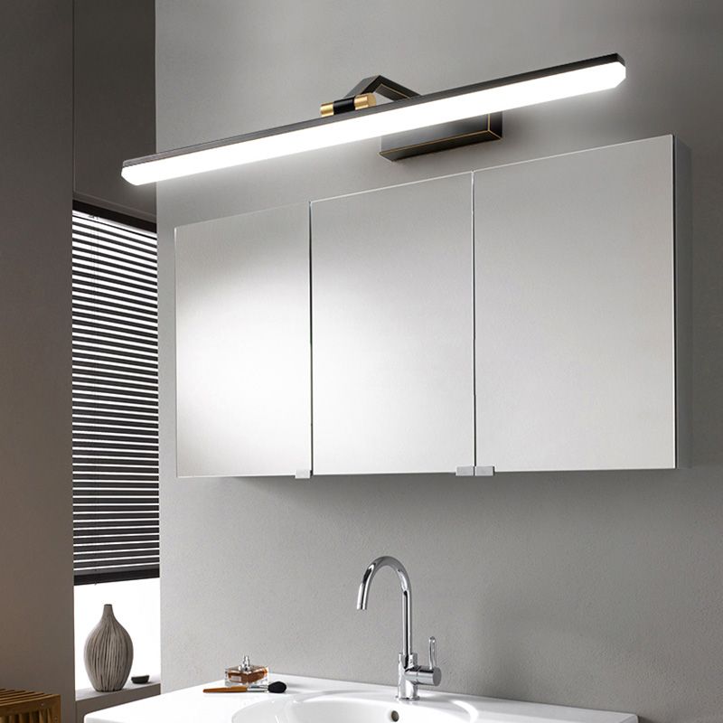 Brass Straight Mirror Light Modern Style Single Light Wall Lamp for Bathroom