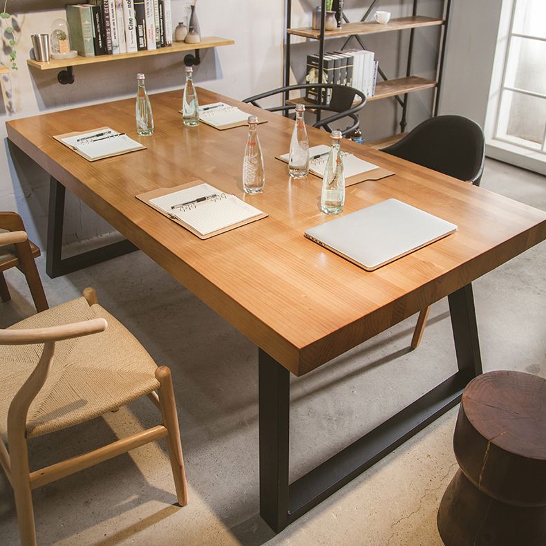 Rectangle Double Pedestal Table Industrial Solid Wood Kitchen Desk
