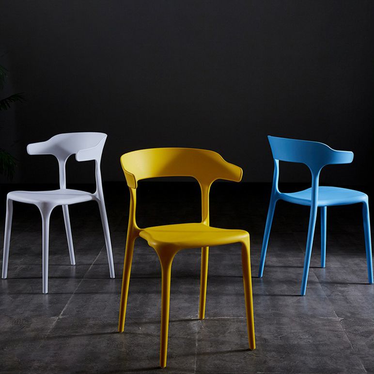 Glam Plastic Side Chair Matte Finish Open Back Dining Chair for Dinning Room
