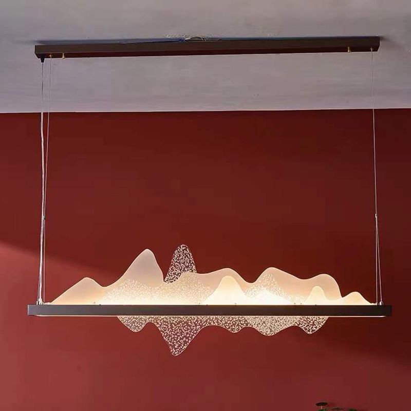 Black Metal Island Lightsing Lámpara de colgantes LED de restaurante moderno con sombra acrílica