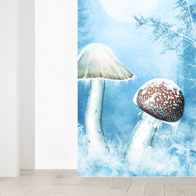 Frozen Trees and Mushrooms Mural Wallpaper for Living Room Winter Wall Art, Custom
