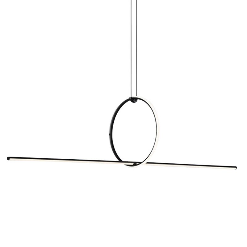 Linee a forma di sospensione Luce a sospensione Contemporanee Metal LED Office Sussed Lighting Freet in nero