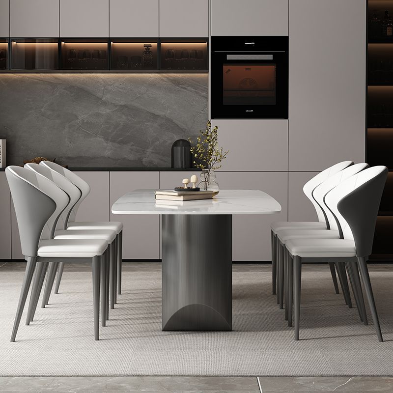 Industrial Sintered Stone Top Table Rectangle Table with Double Pedestal