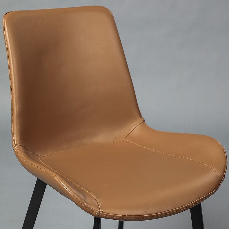 Minimalist Style Solid Back Dining Side Chairs Leather Dining Chairs for Home