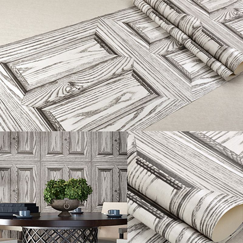 Faux Wood Frame Wallpaper Roll Pastel Color Cottage Wall Decor for House Interior