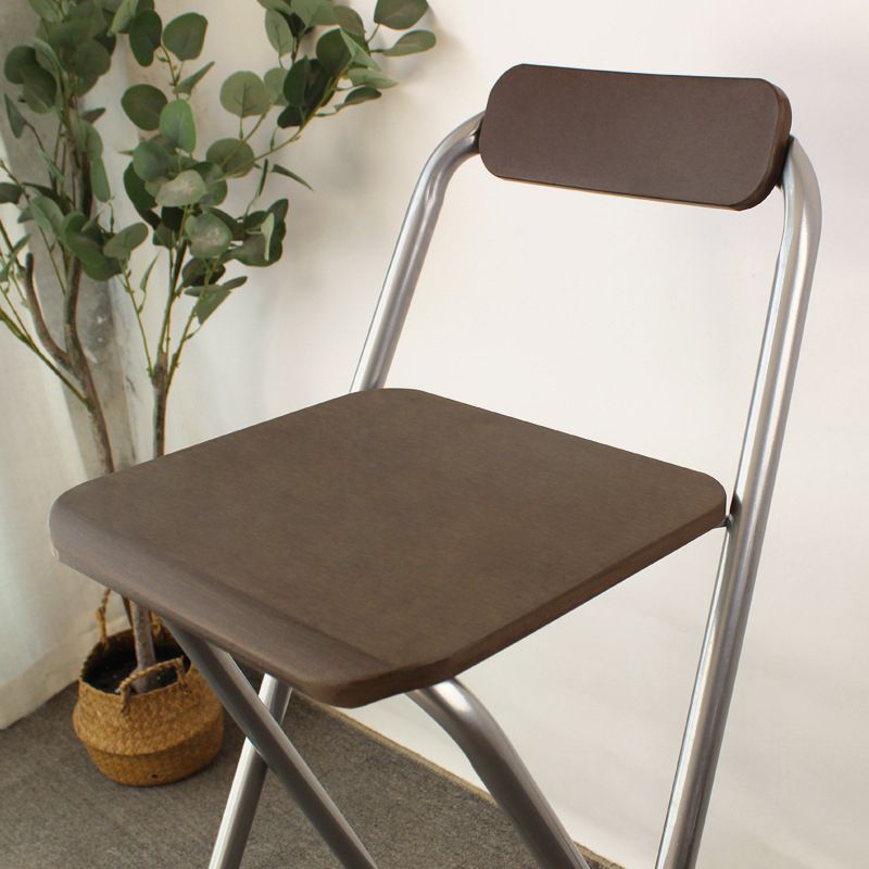 Contemporary Metal Barstool Wood Rectangle Cushion with Chrome Base