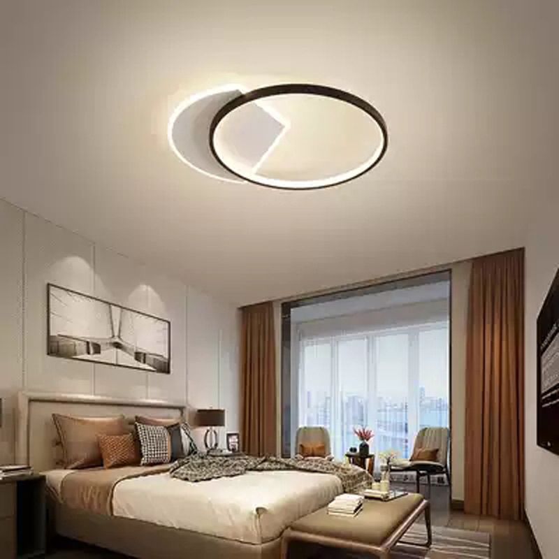 Black and White LED Ceiling Light in Modern Style Aluminium Geometric Flush Mount with Acrylic Shade