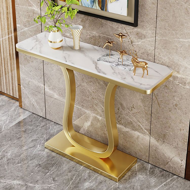 31.5" Tall 1-shelf Accent Table Stone Glam Console Table for Hall