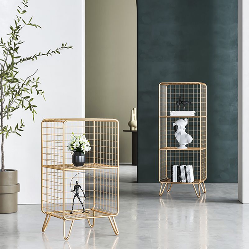 11.81" W Glam Antique Finish Shelf Bookcase Metal Book Shelf with Rectangular Shelves