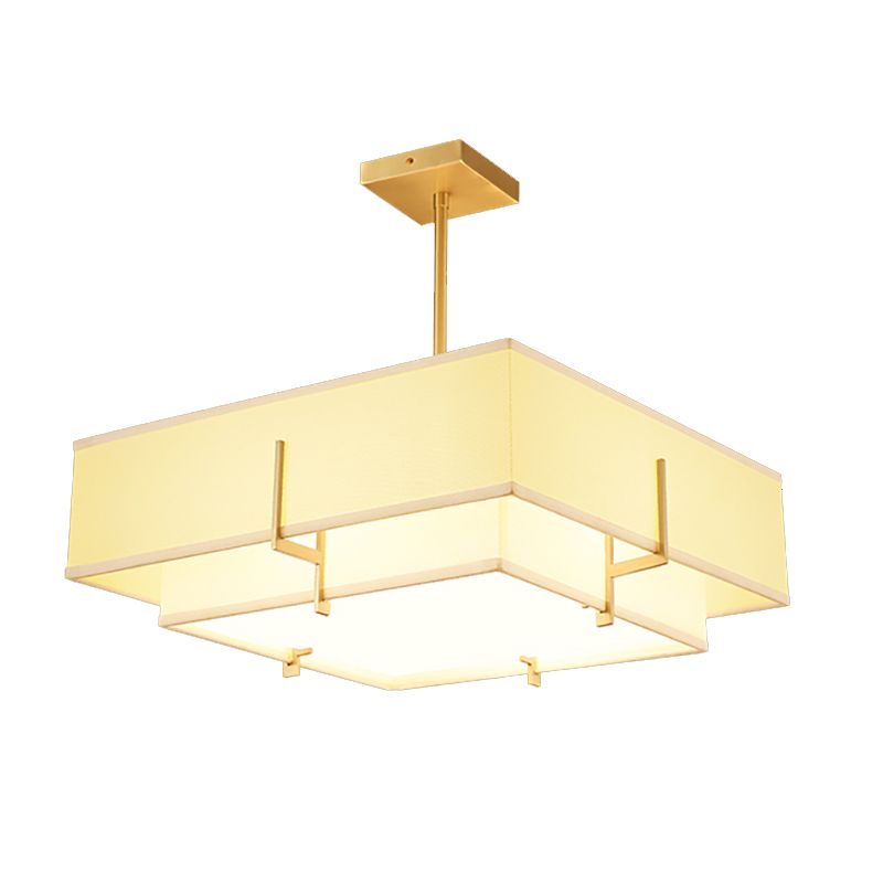 Messing Geometrische Anhängerlampe Klassiker Stoff Kronleuchter für Wohnzimmer