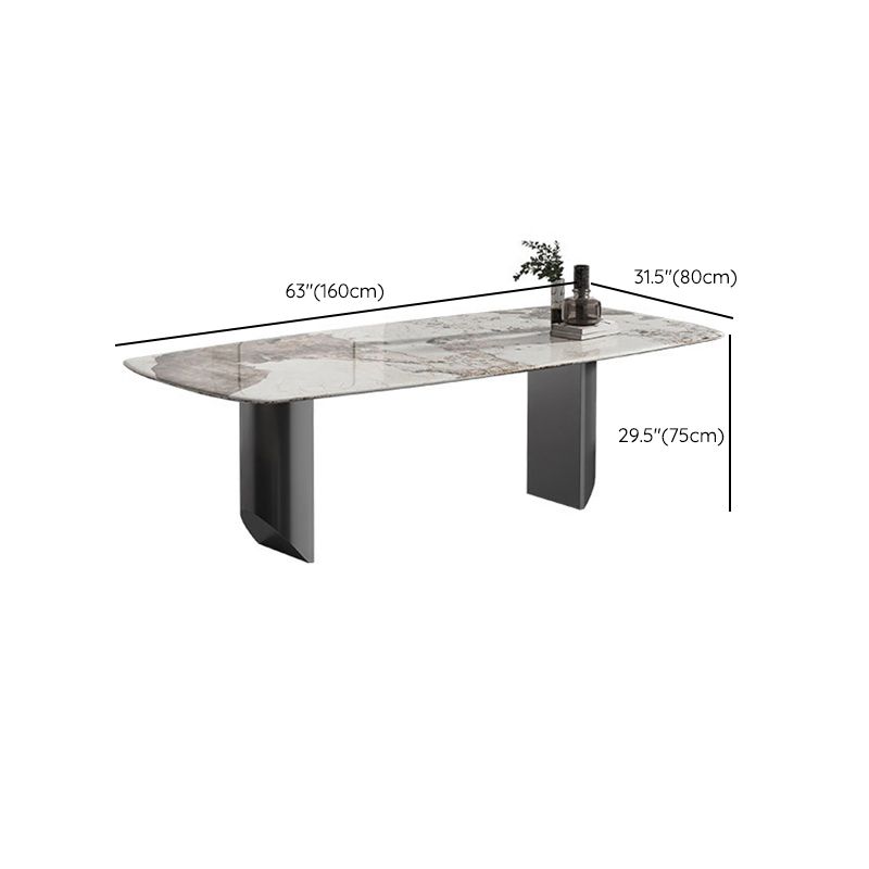 Luxury Sintered Stone Kitchen Home Fixed Double Pedestal Dining Table