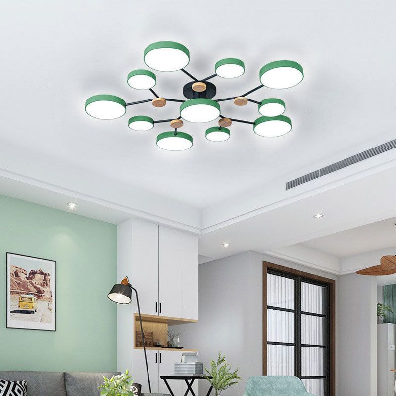 Multiple-Light Drum Flush Light Modern Metal Flush Mount Ceiling Light