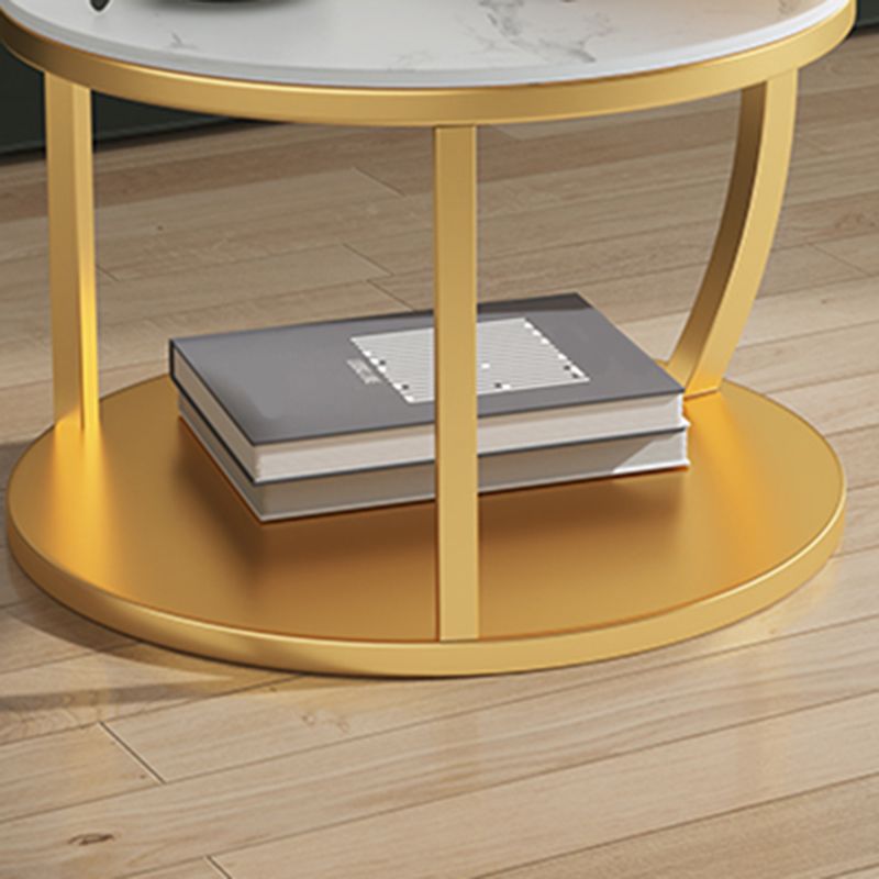 Glam Slate Coffee Table No Distressing Round Cocktail Table for Bedroom