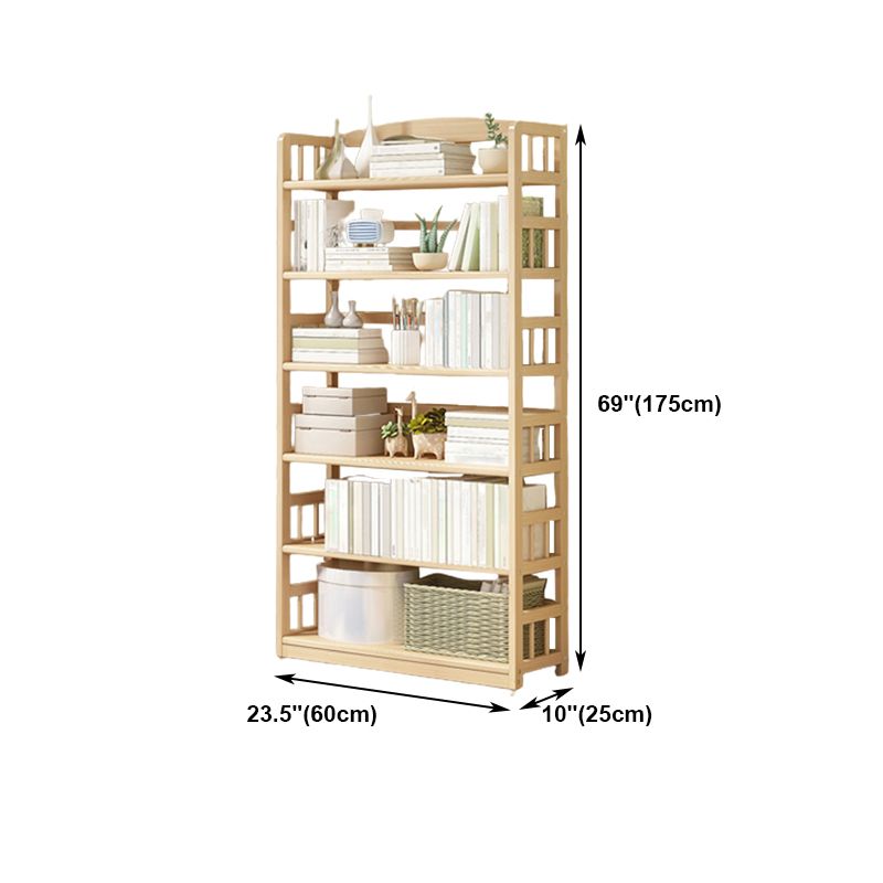 Modern Solid Pine Wood Bookcase, Natural, Open Bookshelf for Living Room