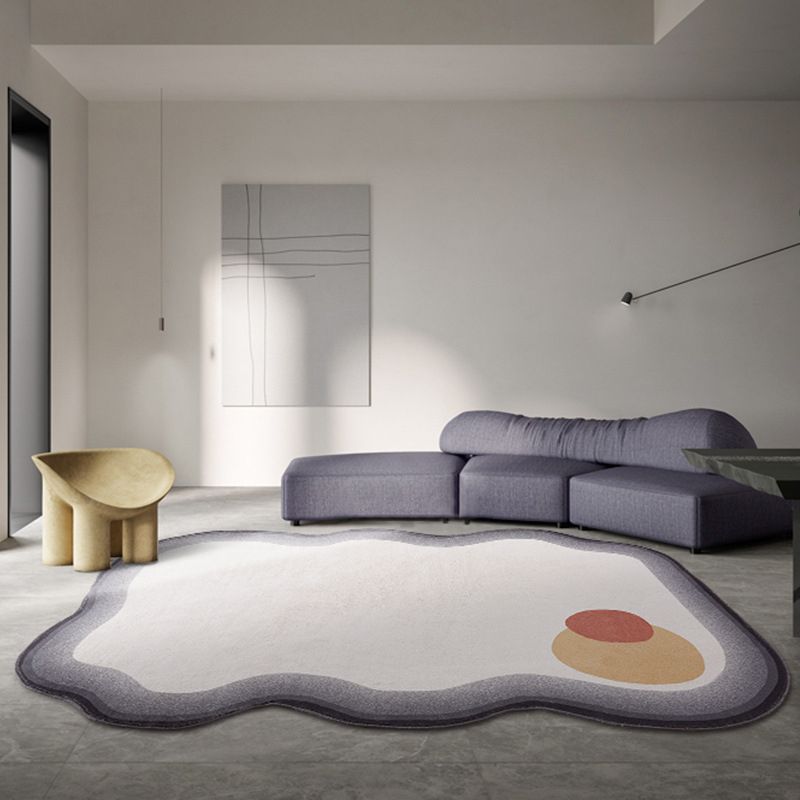 Dark Brown Irregular Circle Rug Polyester Modern Rug Washable Rug for Home Decor