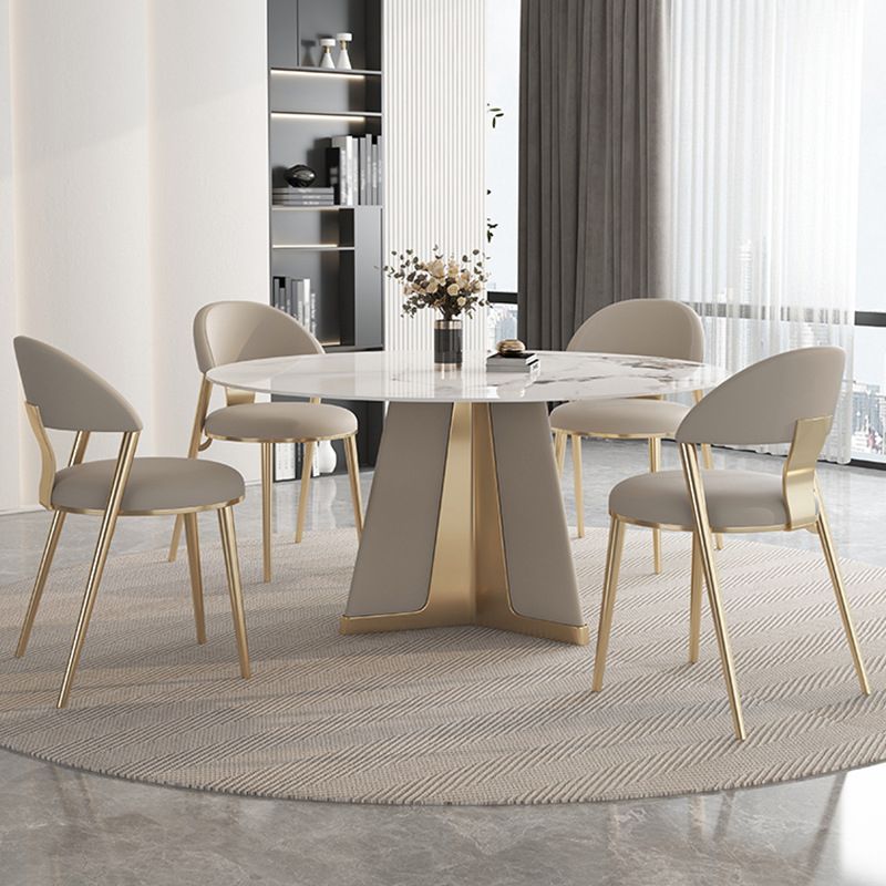 Modern Round Dinner Table Steel Base Stone Dining Table for Home