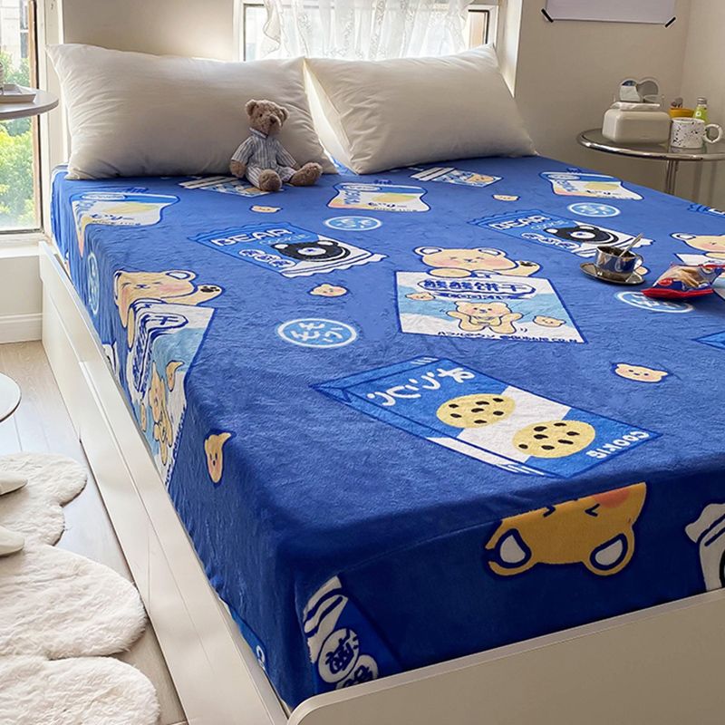 Super Soft Fitted Sheet Bed Flannel 1-Piece Printed Sheet Set