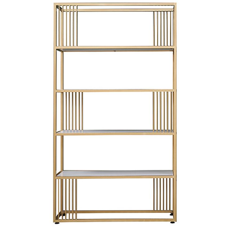Glam Metal Open Shelf Bookcase Vertical Etagere Shelves Included Bookshelf for Bedroom
